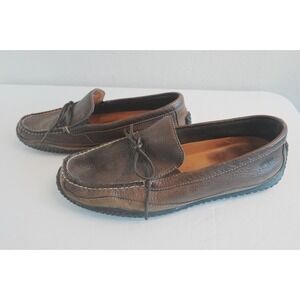 H.S. Trask Cognac Brown Leather Casual Loafer Slip On Driving Boat Shoe Mens 9.5